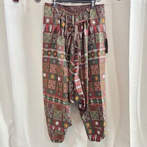 Karan Womens Harem Pants Geometric Drop Crotch Hippie Baggy Tribal Aztec 19988